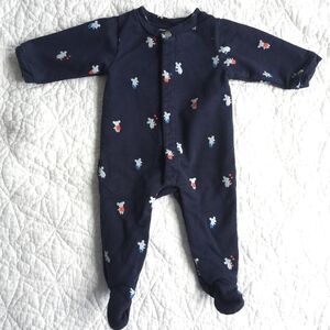 Jacadi Unisex Mid Weight Cotton Footed Sleeper Newborn -1month Mouse Print